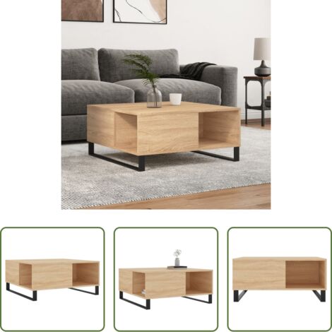 Mesa de centro de madera -  Mesa de centro madera contrachapada roble Sonoma 80x80x36,5 cm