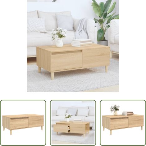 Mesa de centro de madera -  Mesa de centro madera contrachapada roble Sonoma 90x50x36,5 cm