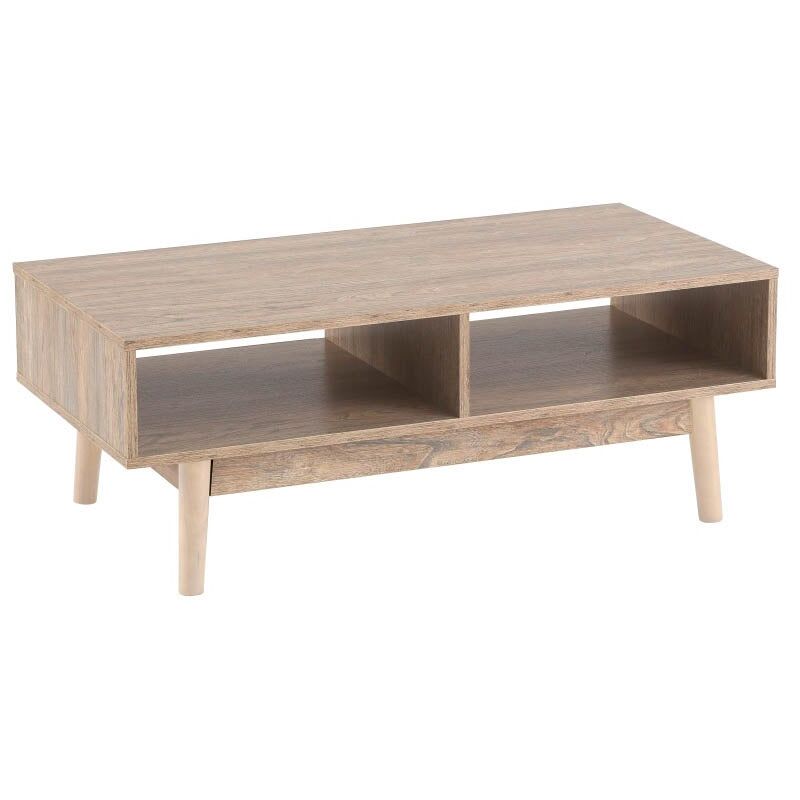 

Mesa de centro de madera minimalista marrón de 37x50x100 cm