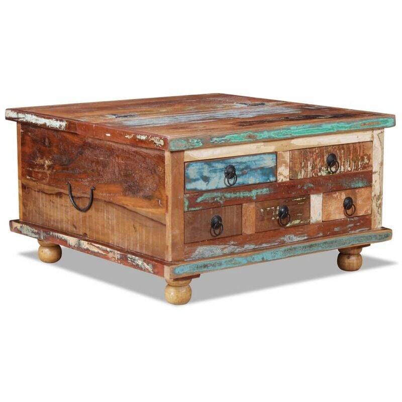 

Happyshopping - Mesa de centro de madera reciclada 70x70x38 cm