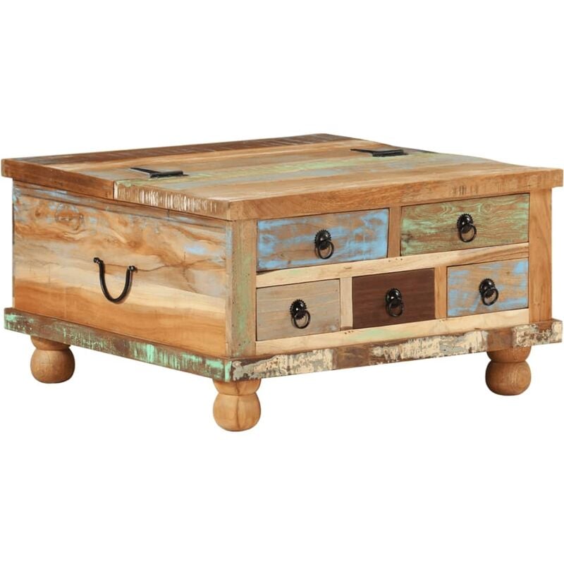 

Mesa de centro de madera reciclada 70x70x38 cm