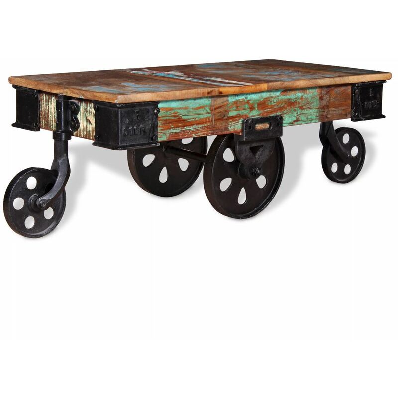 

Mesa de centro de madera reciclada 90x45x35 cm