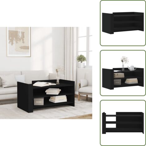 Mesa de centro de madera - vidaXL Mesa de centro de madera de ingeniería negra 100x50x50 cm - Mesa de centro para salón