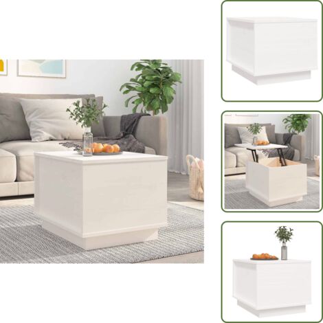 Mesa de centro de madera - vidaXL Mesa de centro de madera maciza de pino blanco 40x50x35 cm - Mesa de centro elevable