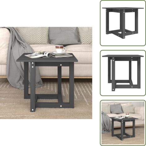 Mesa de centro de madera - vidaXL Mesa de centro de madera maciza de pino gris 50x50x45 cm -