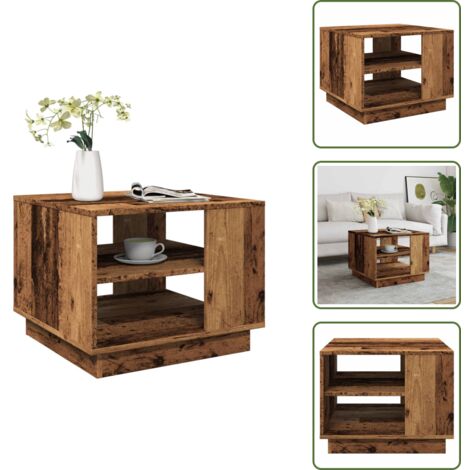 Mesa de centro de madera - vidaXL Mesa de centro madera ingeniería madera envejecida 55x55x42 cm - Mesa de centro de ingeniería