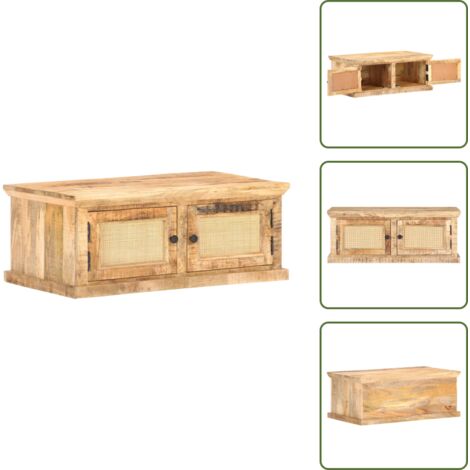 Mesa de centro de madera - vidaXL Mesa de centro madera maciza de mango caña natural 90x50x35 cm - Mesa de centro natural