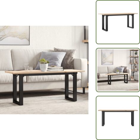 Mesa de centro de madera - vidaXL Mesa de centro marco O madera maciza pino y acero 110x40x45 cm - Mesa de centro en forma de O