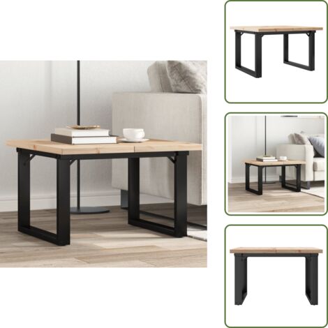 Mesa de centro de madera - vidaXL Mesa de centro marco O madera maciza pino y acero 70x70x40,5 cm - Mesa de centro en forma de O