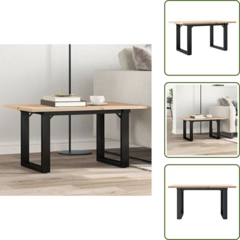 Mesa de centro de madera - vidaXL Mesa de centro marco O madera maciza pino y acero 80x50x40 cm - Mesa de centro en forma de O