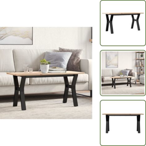 Mesa de centro de madera - vidaXL Mesa de centro marco Y madera maciza pino y acero 100x50x45 cm - Mesa de centro en forma de Y