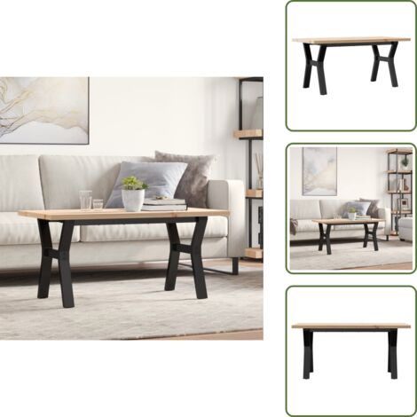 Mesa de centro de madera - vidaXL Mesa de centro marco Y madera maciza pino y acero 100x50x45,5cm - Mesa de centro en forma de Y
