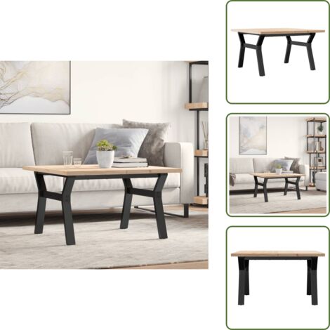 Mesa de centro de madera - vidaXL Mesa de centro marco Y madera maciza pino y acero 80x80x45,5 cm - Mesa de centro en forma de Y