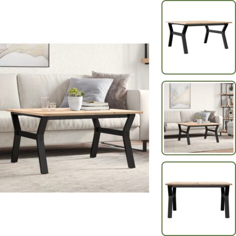 Mesa de centro de madera - vidaXL Mesa de centro marco Y madera maciza pino y acero 90x90x45 cm - Mesa de centro en forma de Y