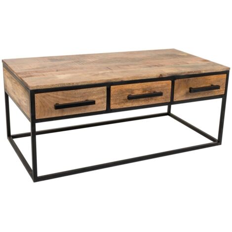 Mesa de centro de madera y metal marrón 119x61x48