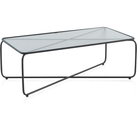 Mesa De Centro De Metal Con Tapa De Cristal