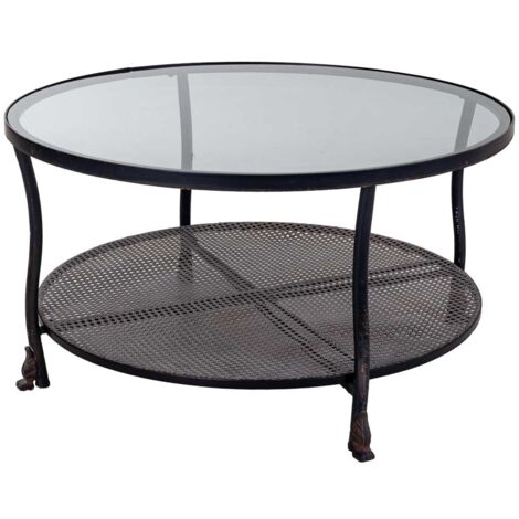 Mesa de centro de metal negro 85x85x45