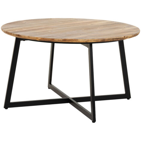 Mesa de centro de metal y madera redonda80x80x45h cm
