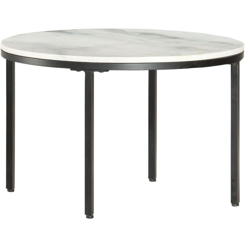 

Mesa de centro de mármol macizo auténtico blanco y negro 65 cm - Blanco