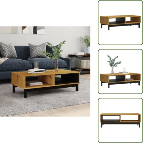 Mesa de centro de pino - vidaXL Mesa de centro FLAM madera maciza de pino 100x50x32,5 cm - Mesa auxiliar