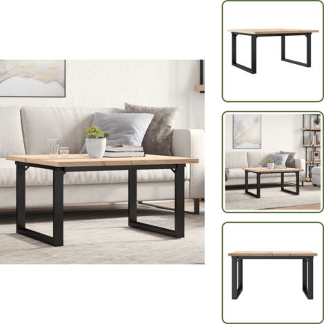 Mesa de centro de pino - vidaXL Mesa de centro marco O madera maciza pino y acero 80x80x45,5 cm - Mesa de centro en forma de O