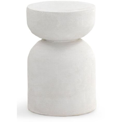 Mesa de centro de poliresina color cemento blanco