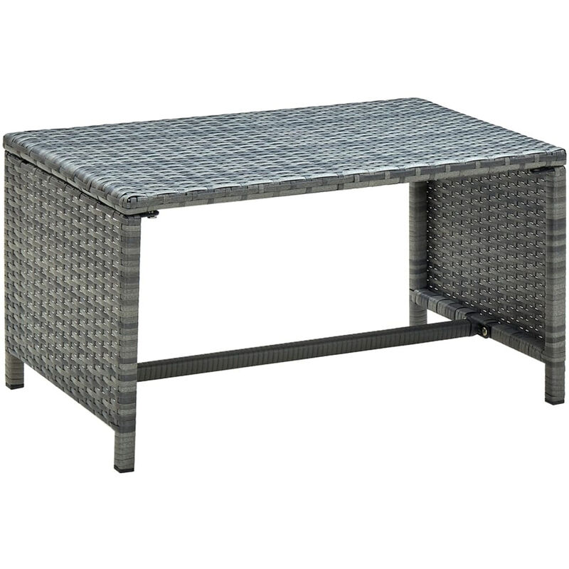 

Happyshopping - Mesa de centro de ratan sintetico gris 70x40x38 cm