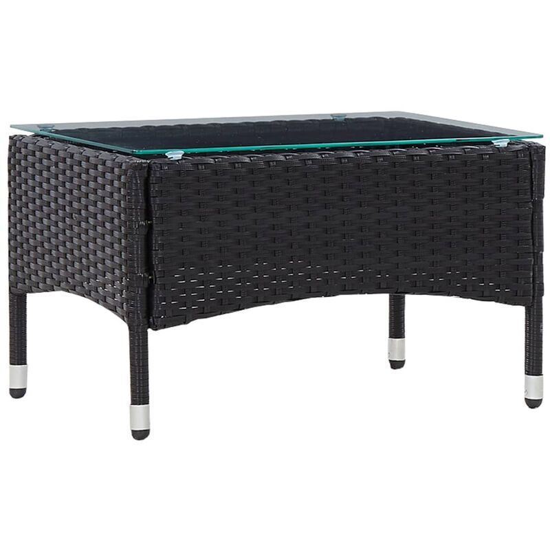 

Mesa de centro de ratán sintético negro 60x40x36 cm