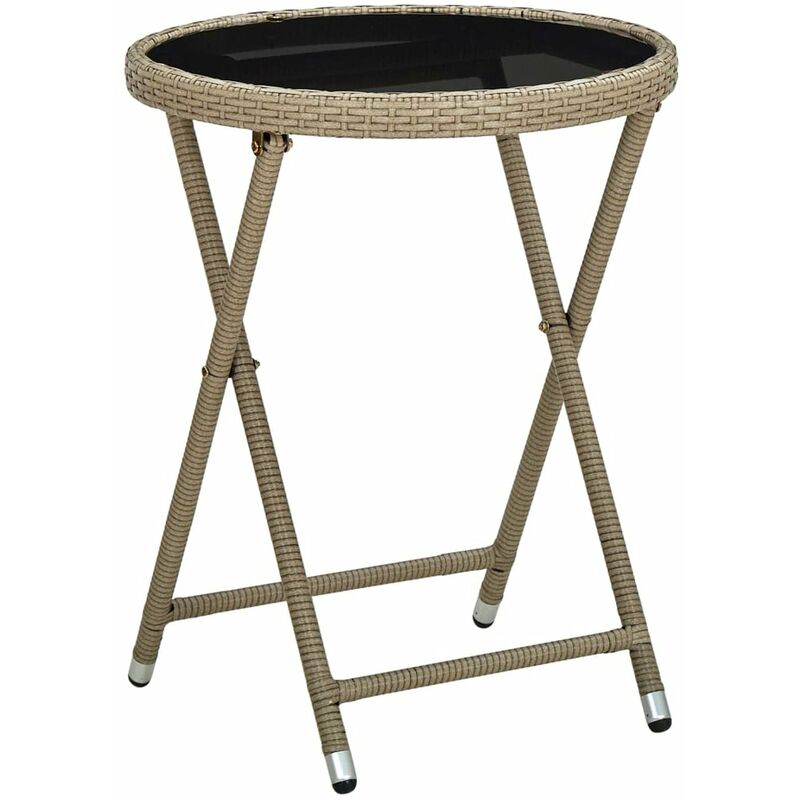 

Mesa de centro de ratan sintetico y vidrio templado beige 60 cm