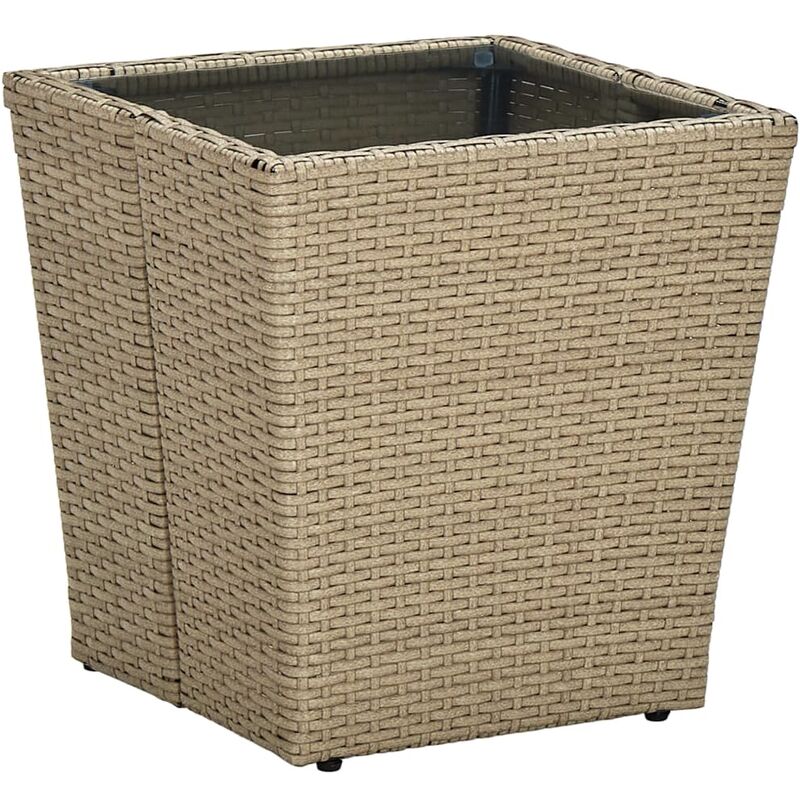 

Mesa de centro de ratán PE vidrio templado beige 41,5x41,5x44cm - Beige