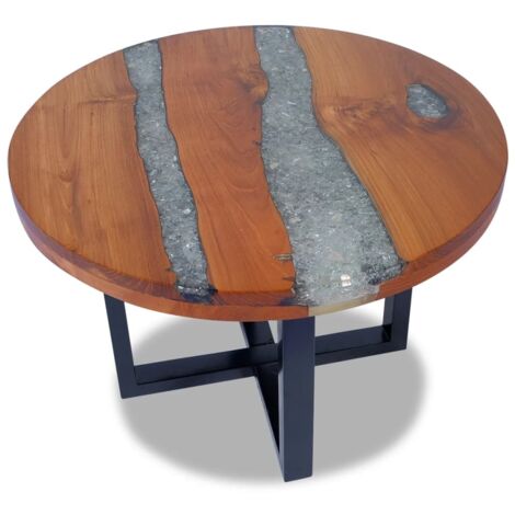 Mesa de centro de resina de teca 60 cm vidaXL