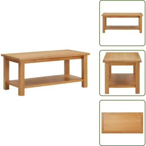 Mesa de centro de roble - vidaXL Mesa de centro de madera maciza de roble 90x45x40cm - Estante de almacenamiento