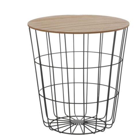 Mesa de centro de tablero de fibra de hierro de 39,5 cm con diseño hueco, se puede utilizar como mesa auxiliar o taburete de almacenamiento