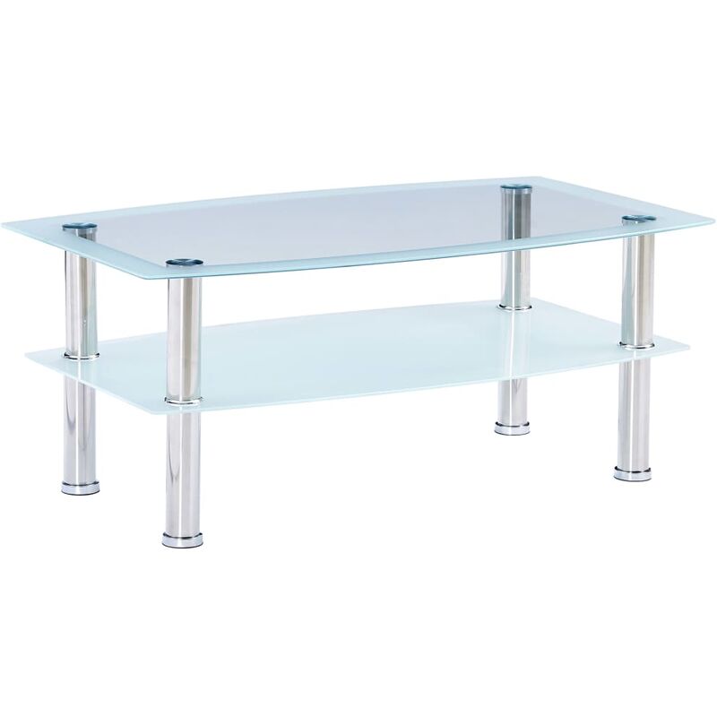 

Mesa de centro de vidrio templado blanca 100x60x42 cm