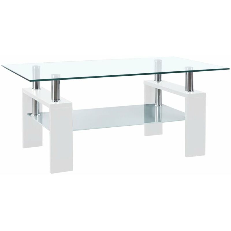 

Mesa de centro de vidrio templado blanco 95x55x40 cm