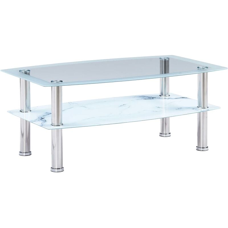 

Vidaxl - Mesa de Centro Vidrio Templado 100x60x42 cm con Aspecto de Mármol Blanco - Blanco