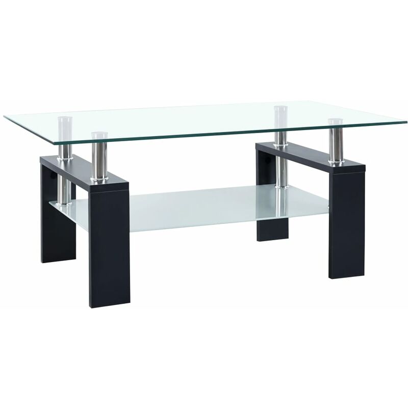 

Mesa de centro de vidrio templado negro 95x55x40 cm