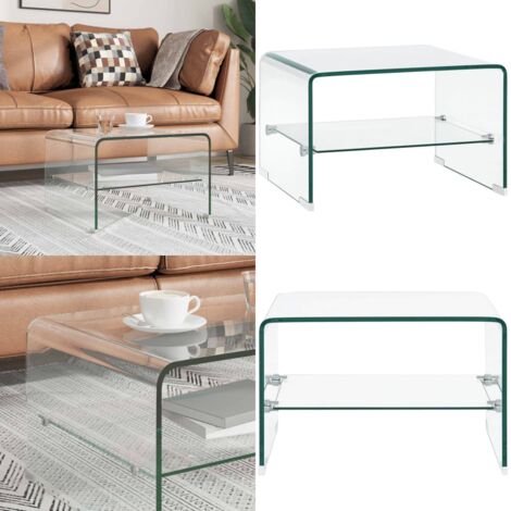 Mesa de centro de vidrio templado transparente 50x45x33 cm - Mesa de vidrio - Mesa de vidrio templado