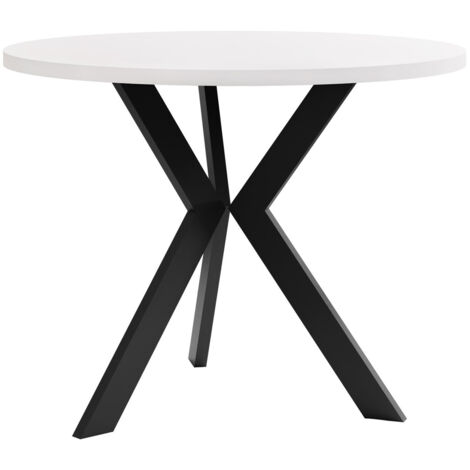 Mesa de centro Dearborn 106, Blanco + Negro, 50cm, Diámetro: 65, Aglomerado laminado, Redonda
