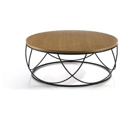 Mesa de centro Debora acabado roble, 80cm (diámetro) x 30 cm (alto)