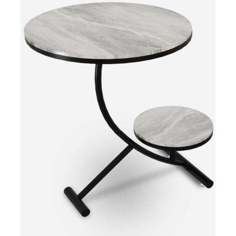Mesa de centro diseño redondo mármol 2 estantes 50 x 50 cm Marpes XL - Gris