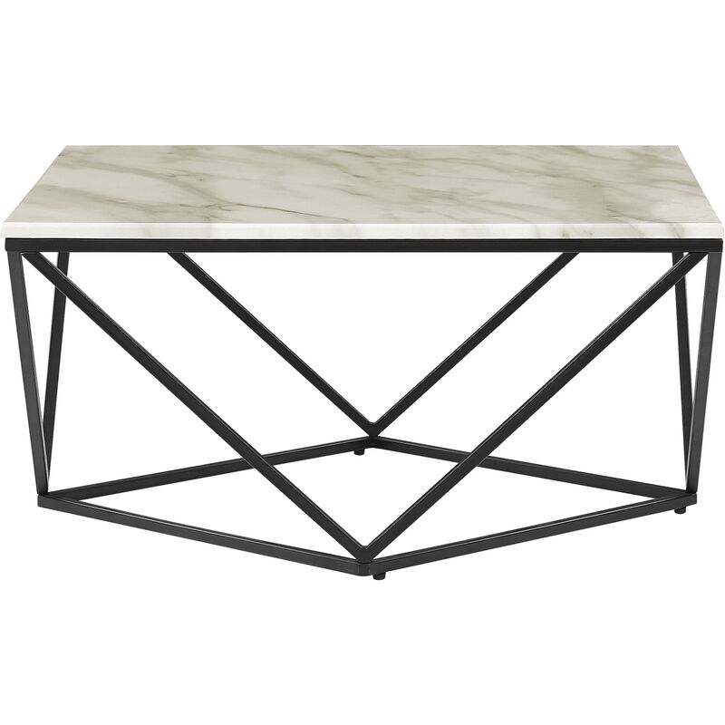 

Mesa de centro efecto mármol blanco con patas negras MALIBU