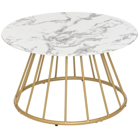 Mesa de centro efecto mármol blanco Rayo D70cm - Atmosphera créateur d'intérieur