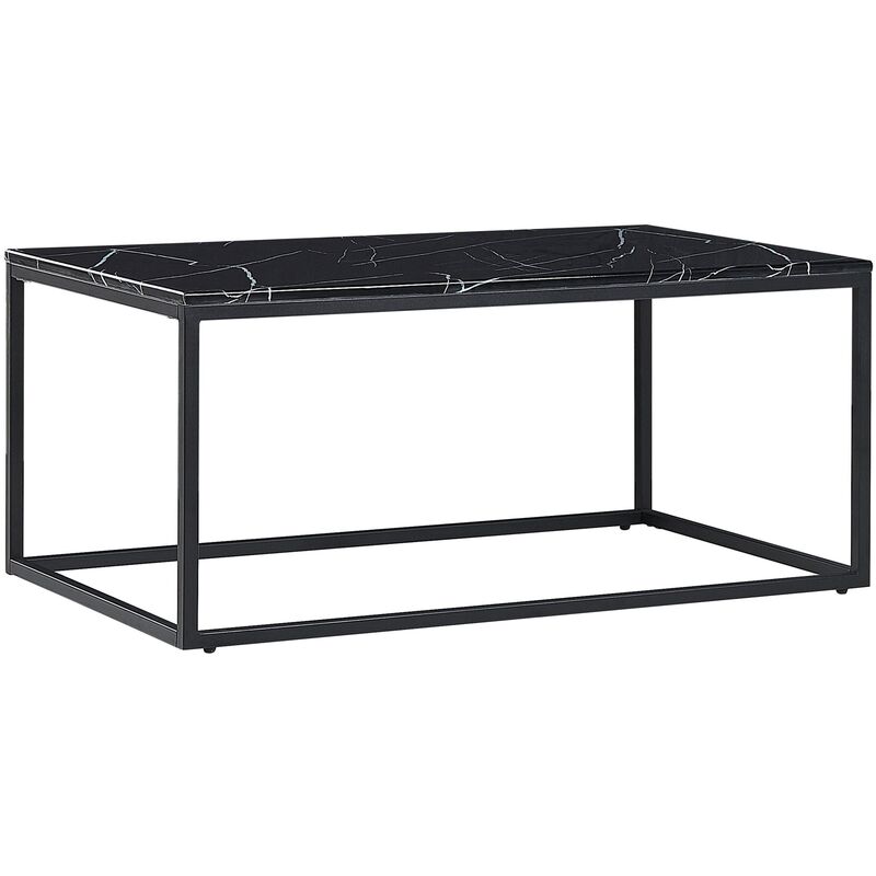 

Mesa de centro efecto mármol con patas negras DORRIS