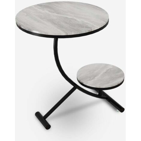 Mesa de centro elegante 2 estantes redondos mármol 45 x 50 cm Marpes L - Gris