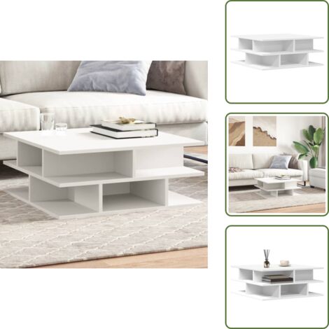 Mesa de centro elegante - vidaXL Mesa de centro madera de ingeniería blanco 70x70x29 cm - Mesa de centro resistente