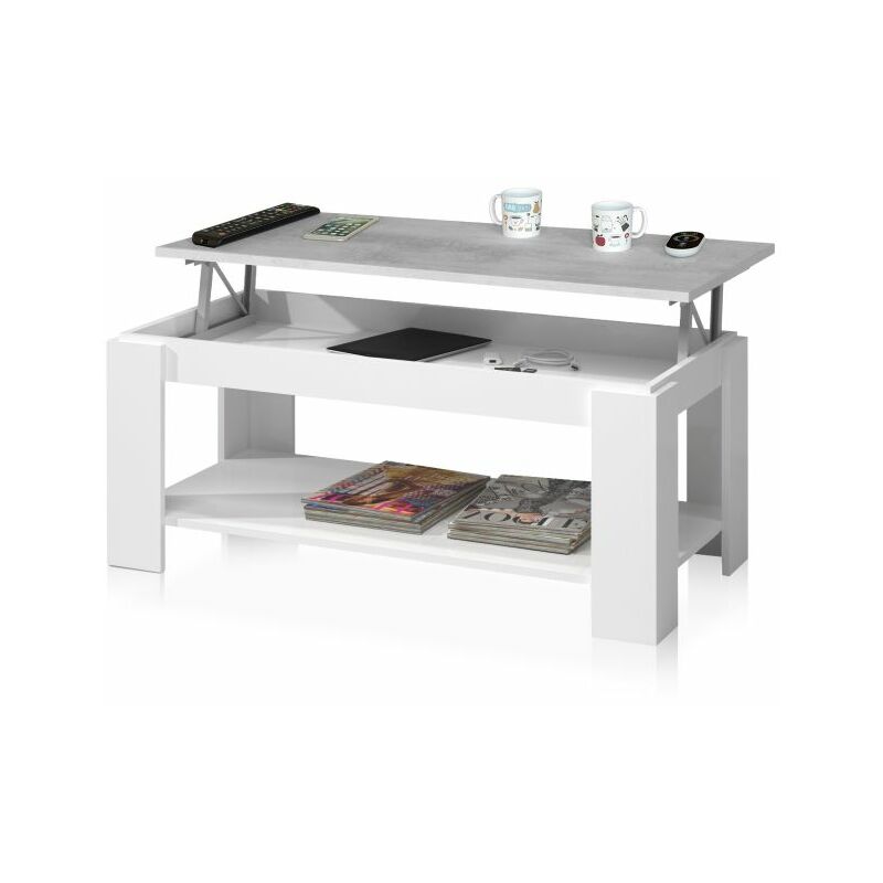 

Mesa de centro elevable AmbitBlanco Artik (Blanco Mate) - Gris Cemento