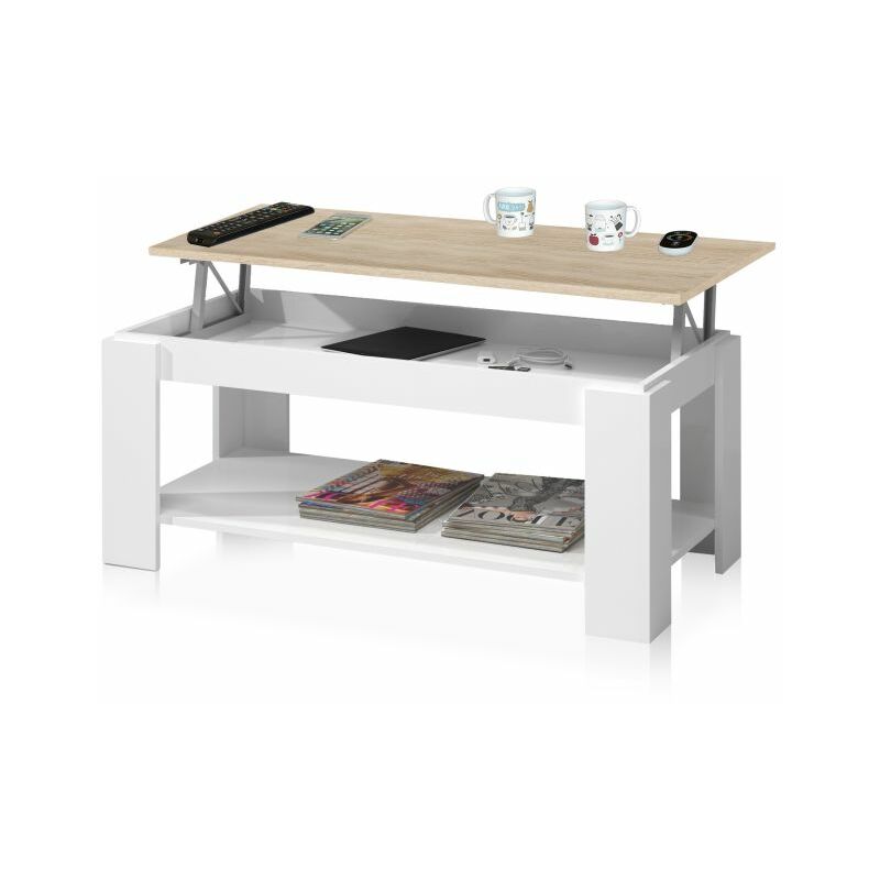 

Mesa de centro elevable AmbitBlanco Artik (Blanco Mate) - Roble Canadian