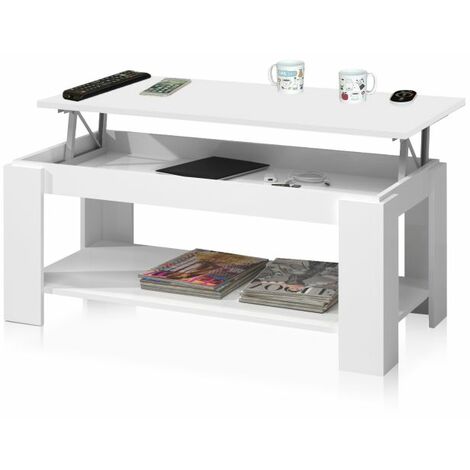 Mesa de centro elevable Ambit Blanco Artik (Blanco Mate) 100cm (ancho) x 43–54cm (alto)