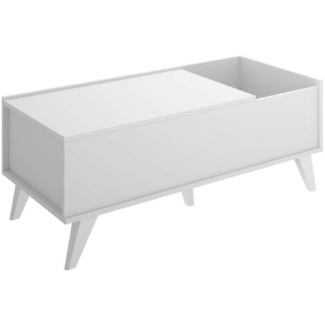 Mesa de centro elevable Cazalilla en blanco, 41cm(alto) 99cm(ancho) 60cm(largo)